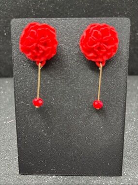 Red Flower Earrings | Dangle Floral Earrings
